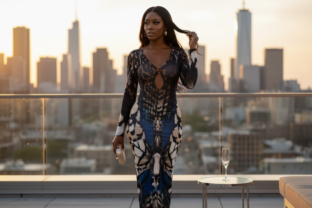 “Flutter-by”  Maxi Dress